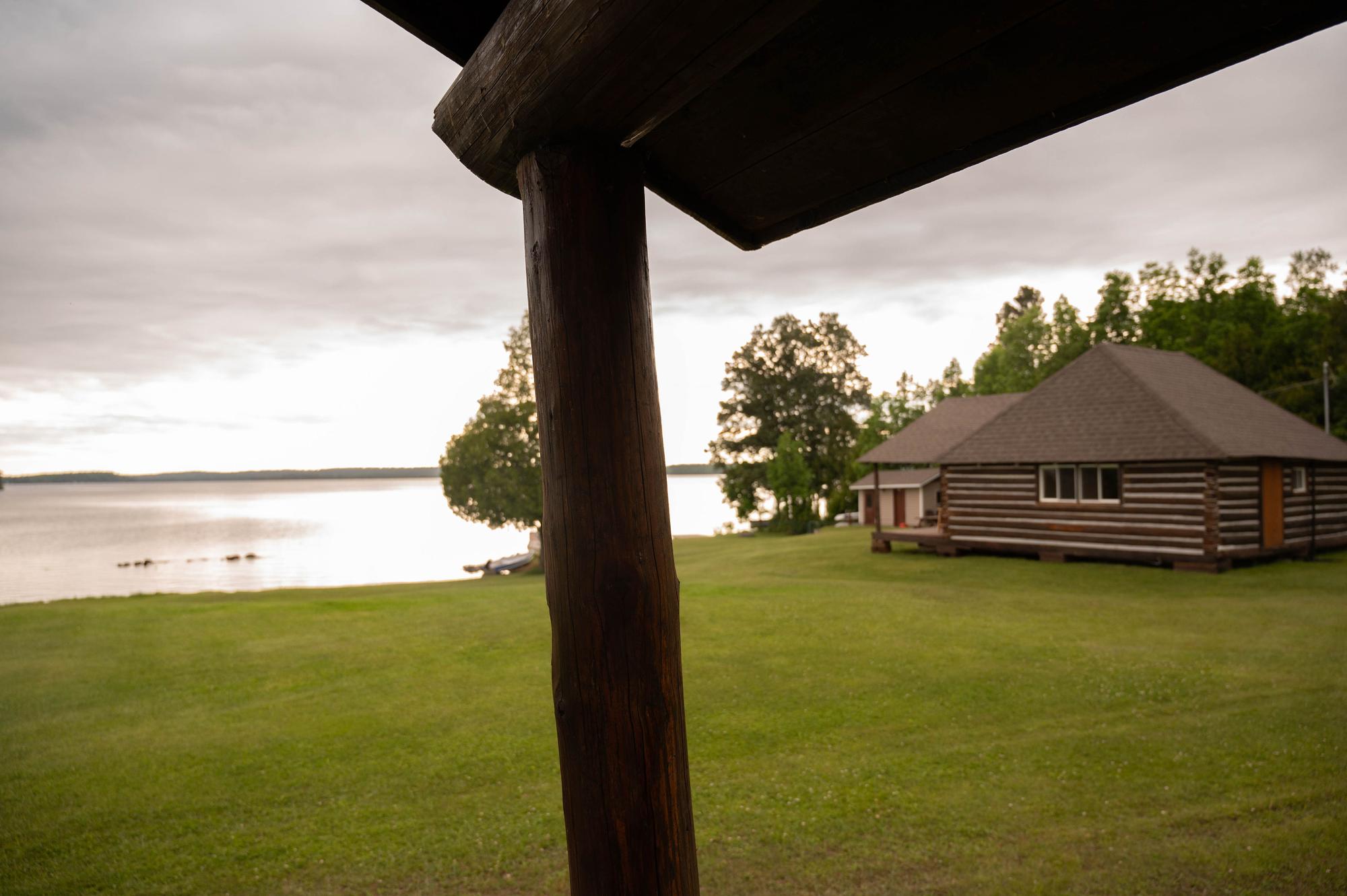 View of lake and cabin