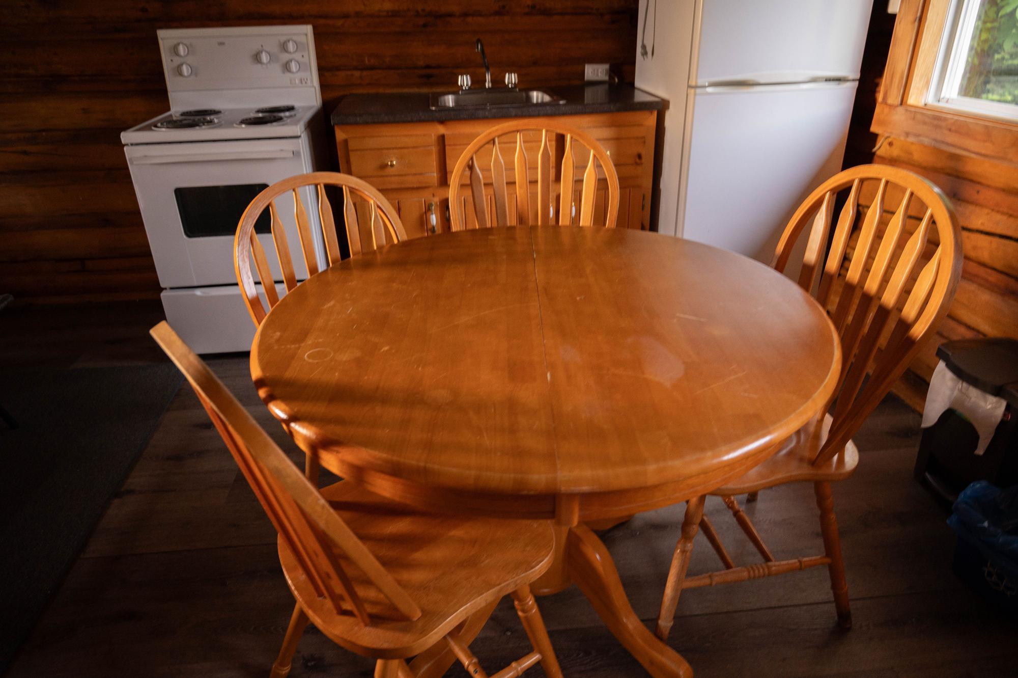 Dining table and kitchen